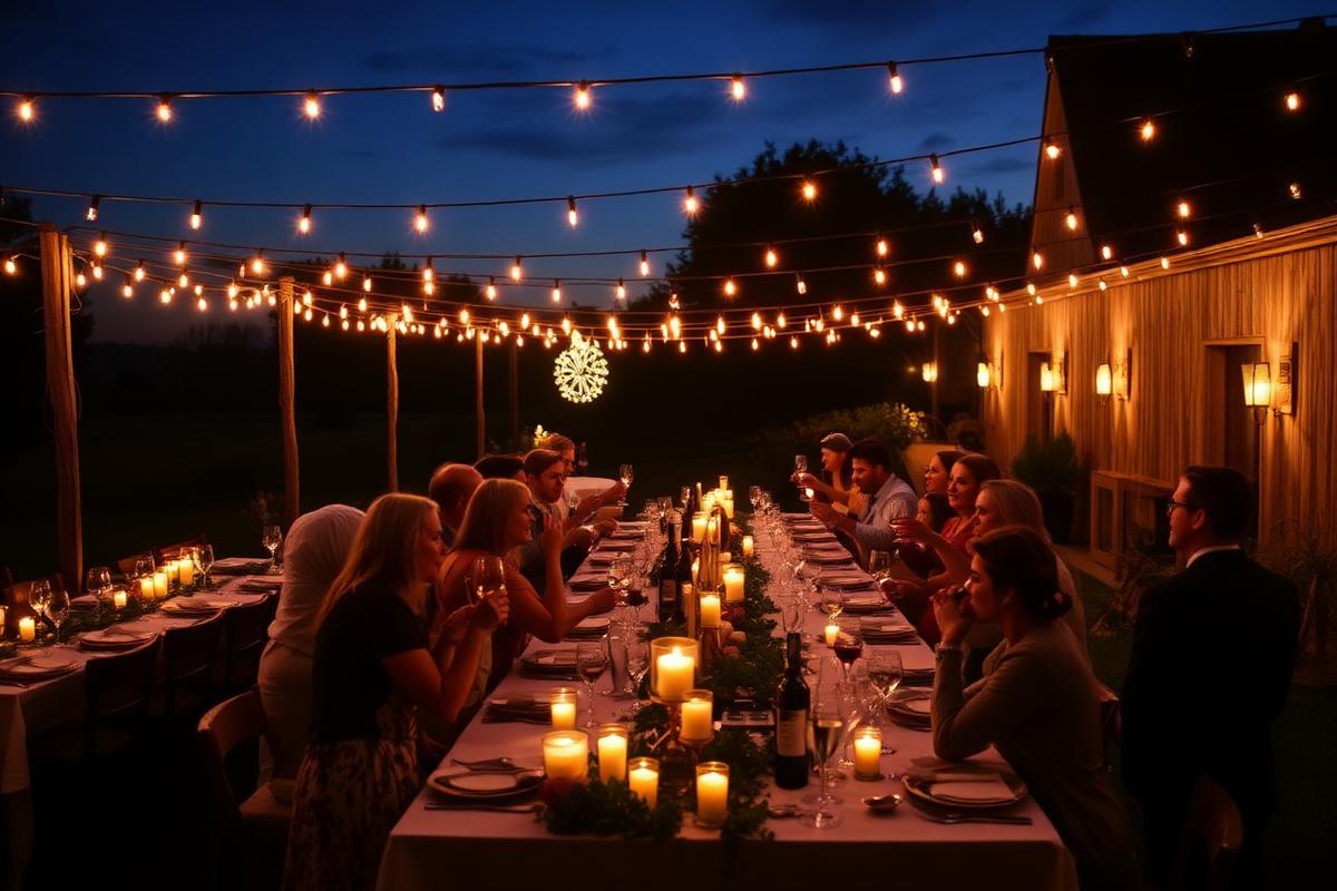 Festa à noite com iluminação cênica